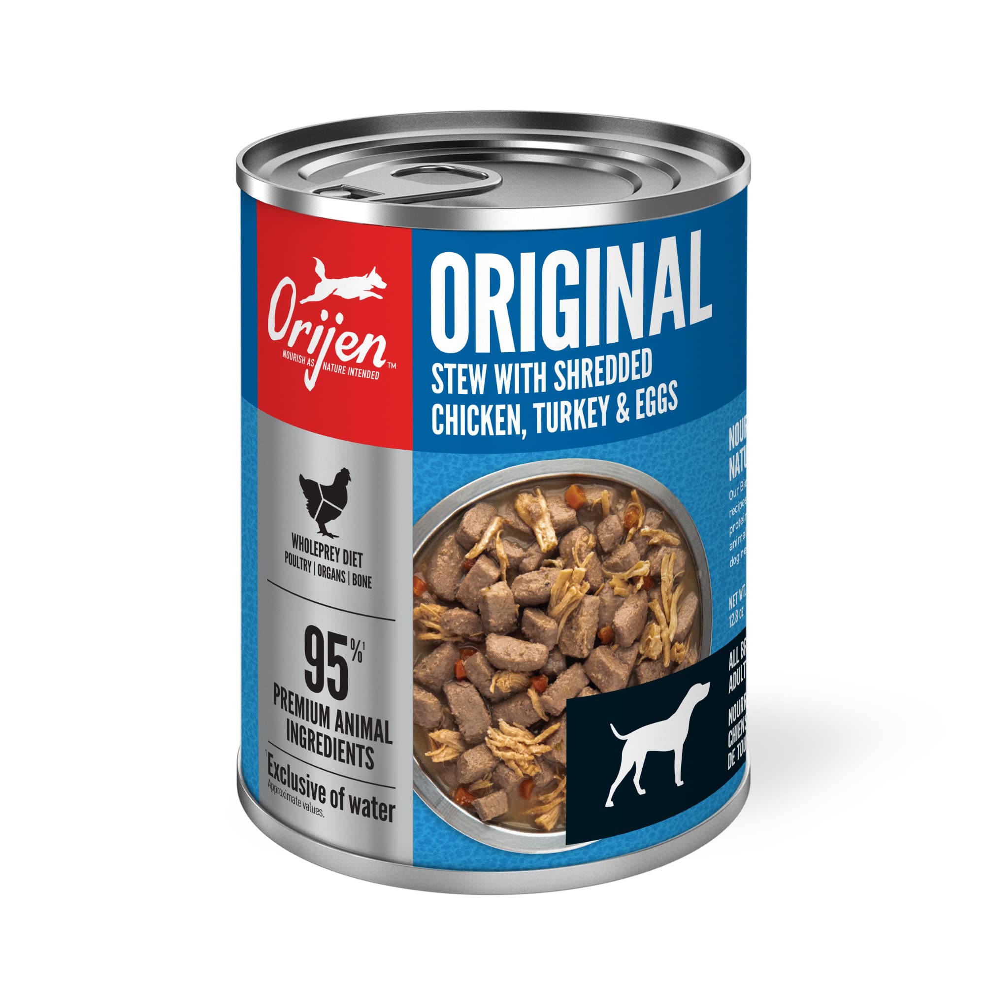 ORIJEN Original Stew Recipe with Chicken, Turkey & Eggs Wet Dog Food, WholePrey Ingredients, 12.8oz (Case of 12)