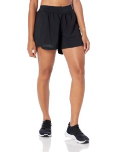 under armour womens 2n1 softball short 22, (001) black/black/pitch gray, medium