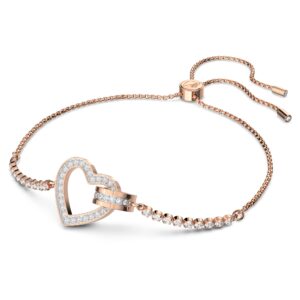 SWAROVSKI Lovely Bracelet, Heart, White, Rose-gold tone Finish