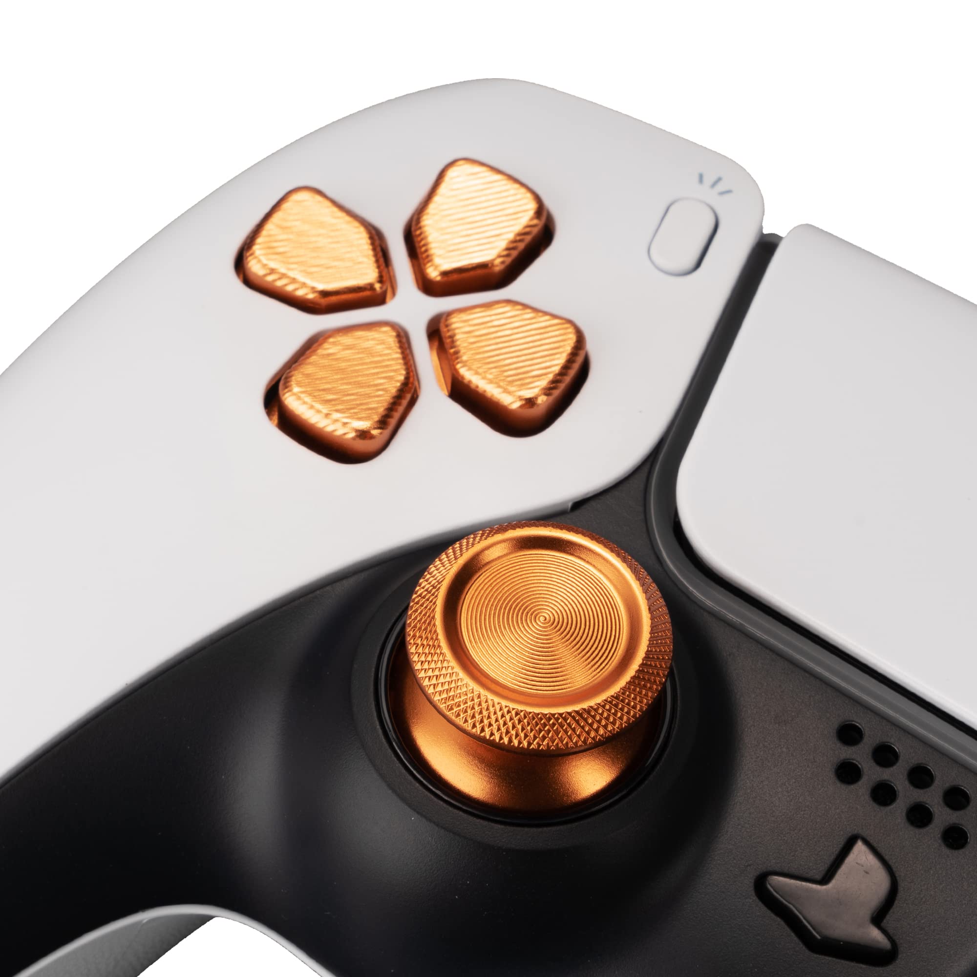 Avericht Metal ABXY Buttons Dpad Thumbsticks for PS5 Controller, Metal Aluminum Action Buttons & Dpad & Analog Stick Replacement Kit for PS5 Controller (Metal Gold)