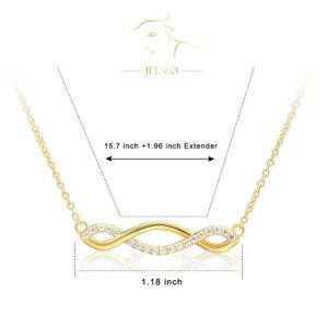 JELMO Gold Necklace for Women 18K Gold Infinity Necklace with Dainty 5A Cubic Zirconia Diamonds Pendant Necklace for Mother‘s Day Birthday Jewelry Gifts for Women Mother Girlfriend(Deep Yellow Gold)