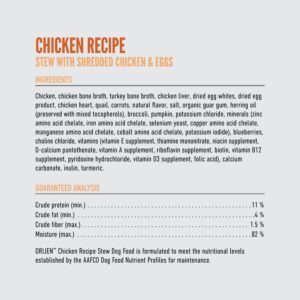 ORIJEN Chicken Recipe Stew with Shredded Chicken and Eggs Wet Dog Food, WholePrey Ingredients, 12.8oz (Case of 12)