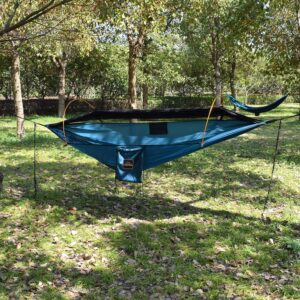 AnorTrek Professional Camping Hammock with Mosquito Net, Lightweight Portable Double Hammock with Two 10 FT Hammock Tree Straps, 230T Nylon Hammock for Camping, Hiking, Yard, Backpacking Blue