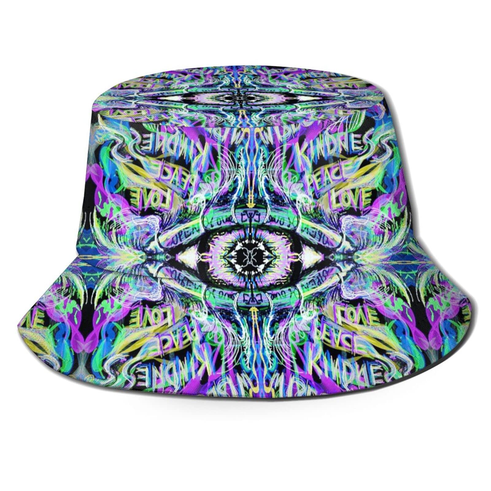 Kicoyuaz Fashion Trippy Bucket Hat Psychedelic Summer Unisex Print Bucket Hat