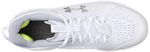 Under Armour Men's Yard Low MT TPU Baseball Cleat, (100) White/White/Metallic Silver, 8.5