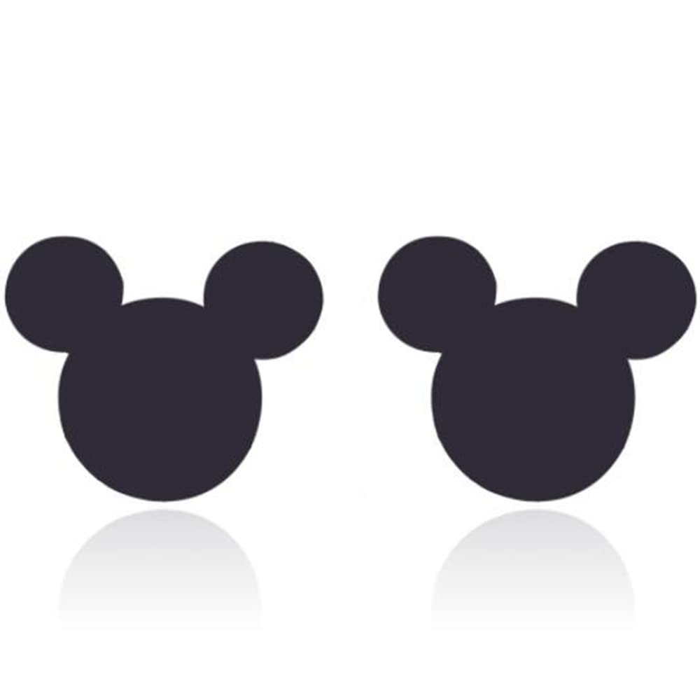 Stainless Steel Cute Mouse Shape Classic Plain Holiday Wedding Stud Earrings (Black)