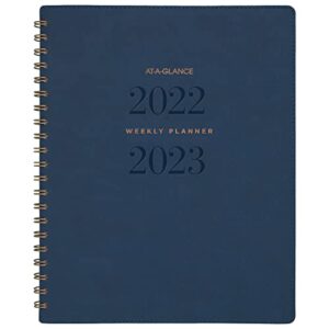 AT-A-GLANCE 2022-2023 Planner, Weekly & Monthly Academic, 8-1/2" x 11", Large, Signature Collection, Navy (YP905A20)