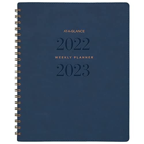 AT-A-GLANCE 2022-2023 Planner, Weekly & Monthly Academic, 8-1/2" x 11", Large, Signature Collection, Navy (YP905A20)