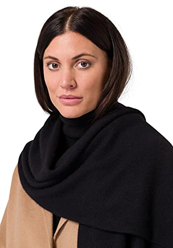 Style Republic Women’s Knitted Scarf, 100% Pure Cashmere, Ultra Warm Winter Accessory, Beautiful European Design (Black)