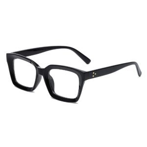 jovakit non prescription glasses for women men fashion square frame eyeglasses (black)