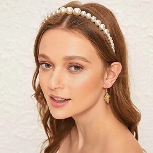 BEAYFILY 4 Pack Pearls Fashion Headbands,White Artificial Pearl Rhinestones Hairbands,Bridal Hair Hoop Party Wedding Hair Accessories for Women Girls