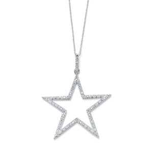 Purple Star Sterling Silver Star Pendant Necklace Dainty 18" Chain Silver Necklace for Women Ladies Girls 14K White Gold Plated