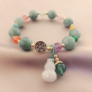 ASGIFT Green Jade Bracelet for Women Natural Quartz 7 Chakra Crystal Beaded Bracelet Elastic Lucky Feng Shui Bracelet Jewelry for Girlfriend Lover