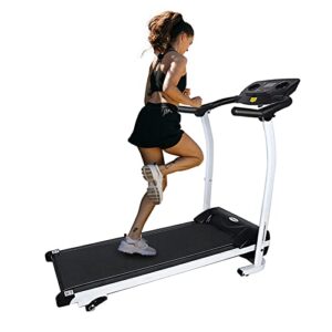 yssoa high performance folding treadmill, workout running machine with lcd display and phone slot, compact treadmill for fitness gym exercise, white and black.