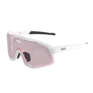 koo demos sunglasses i performance eyewear for road, mtb cyclists & cyclocross sports - white l.photochromic pink