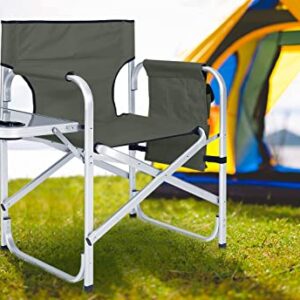 ABCCANOPY Folding Directors Chair Outdoor Camping Chair Makeup Artist Chair with Side Table & Pockets, Dark Gray