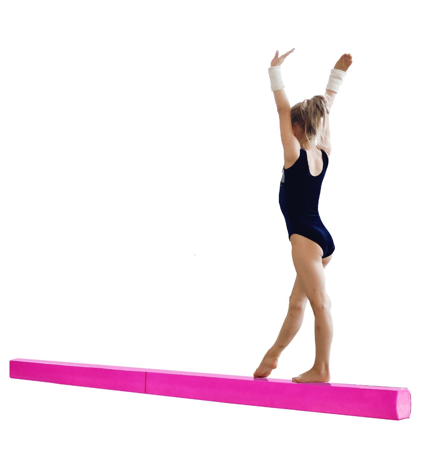 Athletic Bar Kids Gymnastics Horizontal Kip Bar with 6 FT x 4 FT Tumble Mat and Balance Beam Full Set, Adjustable 3 to 5 FT Gymnastic Junior Training Bar for Gymnasts Children, Fiberglass Rail (Pink)