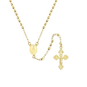 juvux cross necklace rosary beads catholic, christian gifts cross necklace with gift box, rosary necklace, y necklace chain for women men -20 inch (gold)