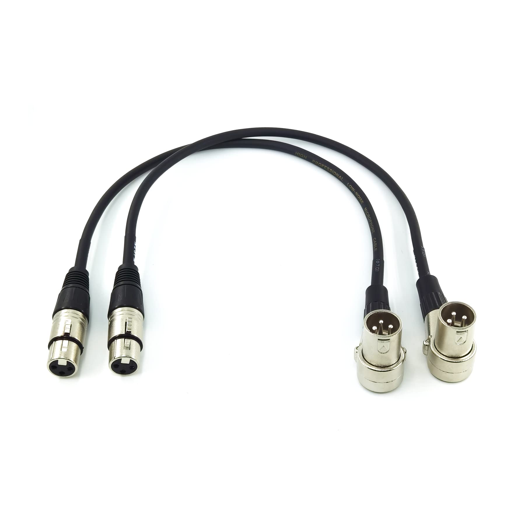 WJSTN Right-Angle Male XLR to Straight Female XLR, XLR Adapter Cable 2Pack