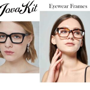 JOVAKIT Non Prescription Glasses for Women Men Fashion Square Frame Eyeglasses (Black)