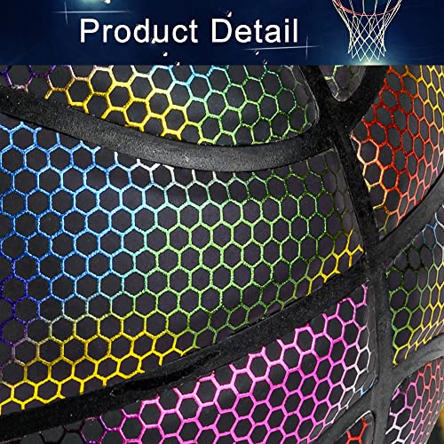 KPASON Basketball, Holographic Reflective Glowing Basketball, Indoor Outdoor Night Basketball Game, Adult & Kids Girls Boys Basketball Gift, Composite Leather Basketballs