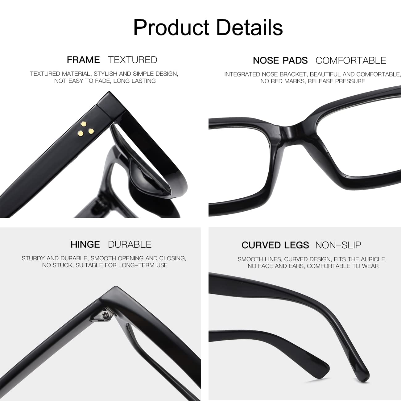 JOVAKIT Non Prescription Glasses for Women Men Fashion Square Frame Eyeglasses (Black)