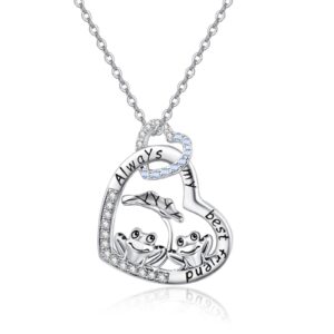 palpitate frog necklace for women 925 sterling silver frog necklaces friends necklaces always my best friend frog gifts jewelry