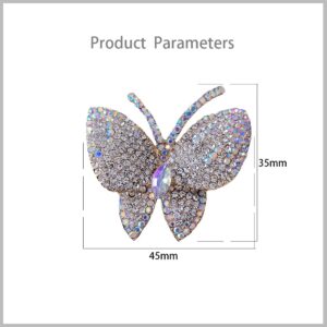 Black Butterfly Rhinestone Brooch Pin for Women Girl Men Exaggerated AB Crystal Cluster Fashion Cartoon Animal Lapel Pins Dress Accessories Unisex Delicacy Birthday Christmas Party Jewelry Gift,