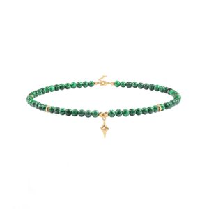 PEARLADA Boho Malachite Beaded Choker, Chakra Gemstone Necklace for Women, 18k Gold Star Charm Pendant Necklace