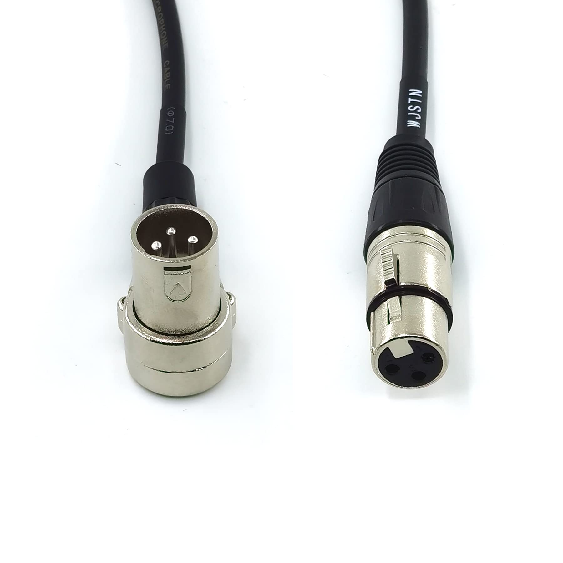 WJSTN Right-Angle Male XLR to Straight Female XLR, XLR Adapter Cable 2Pack