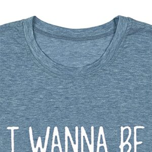 Casual T-Shirt I Wanna Be Where The People aren't Shirt for Women Funny Shell Graphic Tees Holiday Loose Fit Plus Size T-Shirt with Saying(Blue XXL)