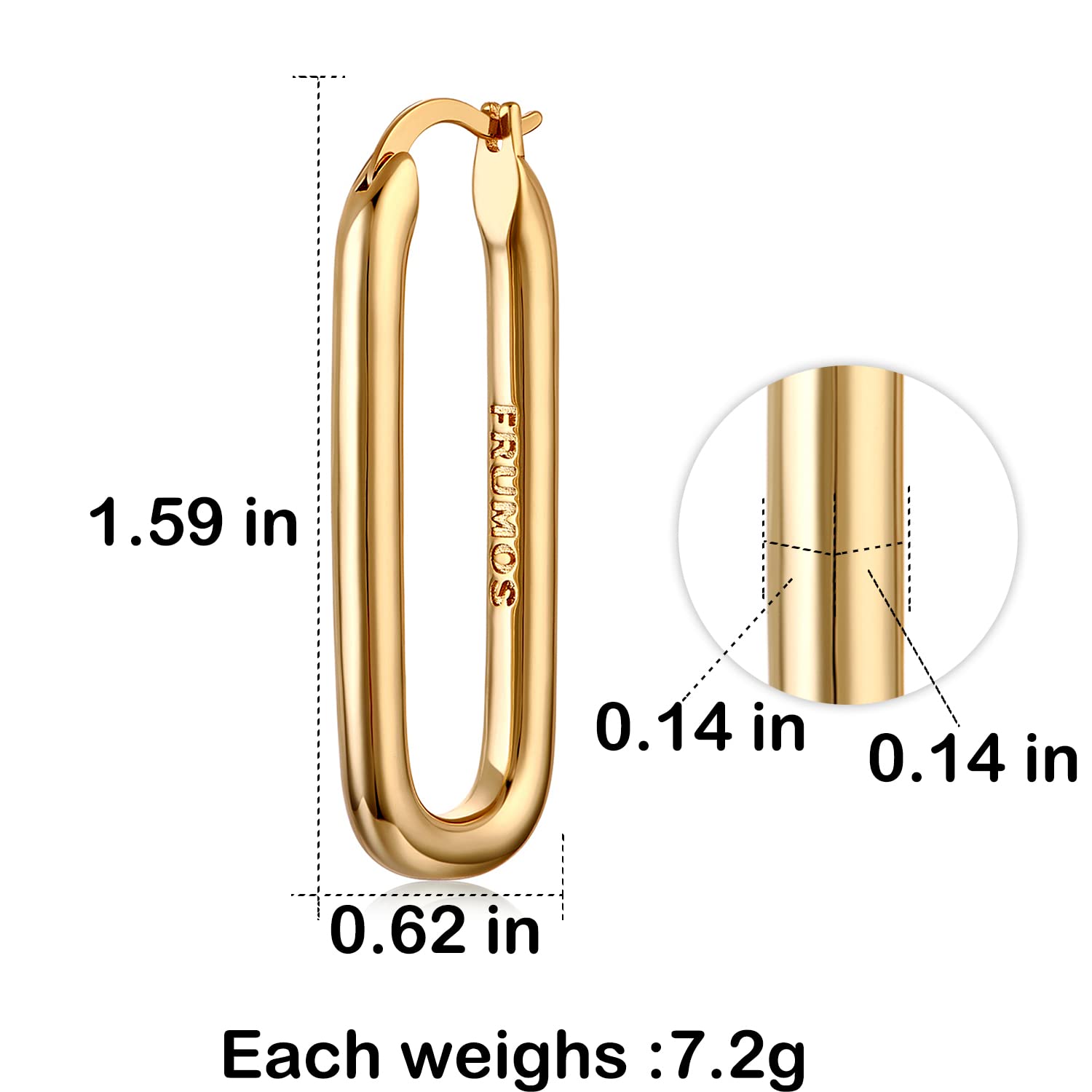 FRUMOS 18K Gold Plated Chunky Oval Hoop Earrings for Women - Fashion Thick Gold Hoops Jewelry Set for Girls Birthday Christmas Gifts