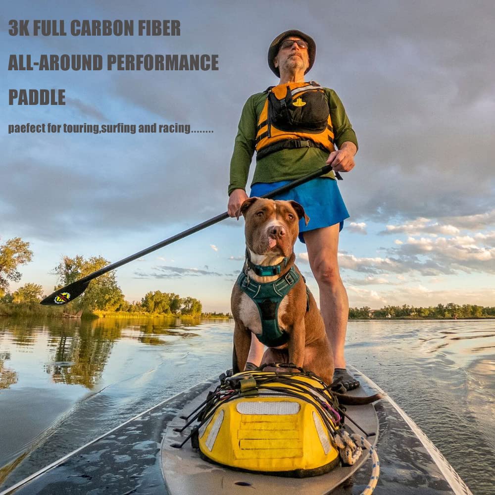 Full Carbon Fiber SUP Paddle - 3 Piece Adjustable Stand Up Paddle Board Paddles - reliable, Lightweight & Floating Paddleboard Oar Hyrdrodynamic Blade for Power Performance for Efficient Strokes