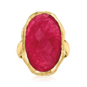 ross-simons 25.00 carat pink quartz ring in 18kt gold over sterling. size 9