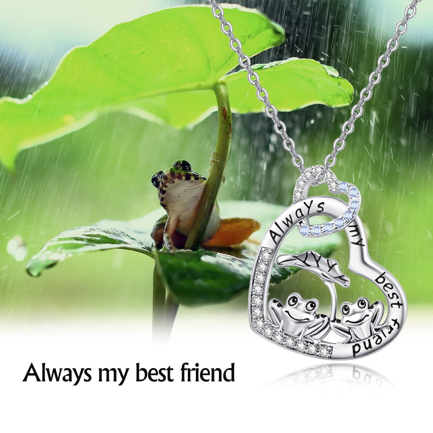 Palpitate Frog Necklace for Women 925 Sterling Silver Frog Necklaces Friends Necklaces Always My Best Friend Frog Gifts Jewelry