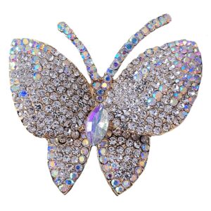 black butterfly rhinestone brooch pin for women girl men exaggerated ab crystal cluster fashion cartoon animal lapel pins dress accessories unisex delicacy birthday christmas party jewelry gift,