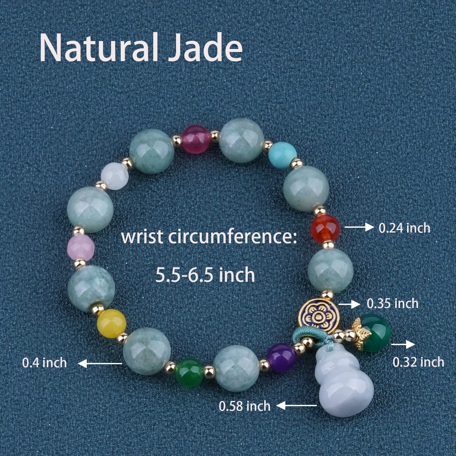 ASGIFT Green Jade Bracelet for Women Natural Quartz 7 Chakra Crystal Beaded Bracelet Elastic Lucky Feng Shui Bracelet Jewelry for Girlfriend Lover