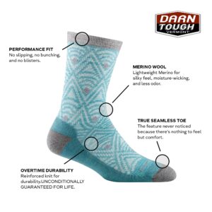 Darn Tough Vermont Deco Crew Lightweight with Cushion Aqua SM (US 4.5-7)