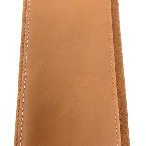 Western Tooled Genuine Leather Cowhide Cow fur Praying Cowboy Men's Long Bifold Wallet in 3 colors (Cowfur Brown)