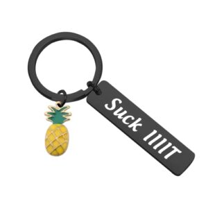 faadbuk tv show keychain psyc pineapple inspired gift suck iiiit psyc tv show gift (suck iiiiit black)