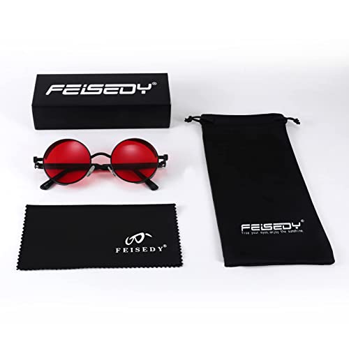 FEISEDY Retro Gothic Steampunk Sunglasses Round Metal Frame Punk Circle Inspired Shade Men B1857