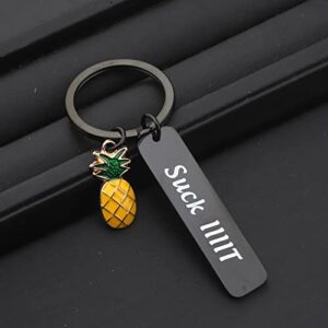 FAADBUK TV Show Keychain Psyc Pineapple Inspired Gift Suck IIIIt Psyc TV Show Gift (Suck IIIIIT Black)