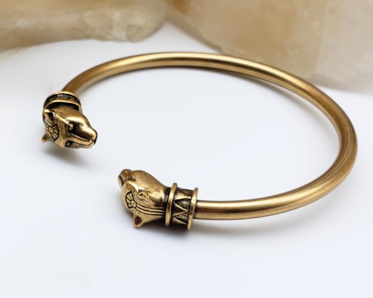 MUSEUM REPRODUCTIONS Egyptian Cat Head Bracelet - Gold Finish