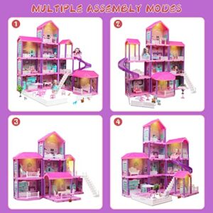 DIY Princess House for Kids, Creative Dollhouse Kit w/ Furniture, Dream Doll House for 3 4 5 6 7 8 Year Old Girls, Christmas Toys Gifts for Kids