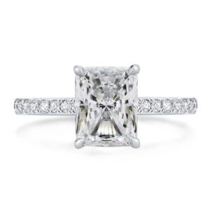 bo.dream radiant cut 2 carat cubic zirconia engagement rings for women platinum plated sterling silver size 7