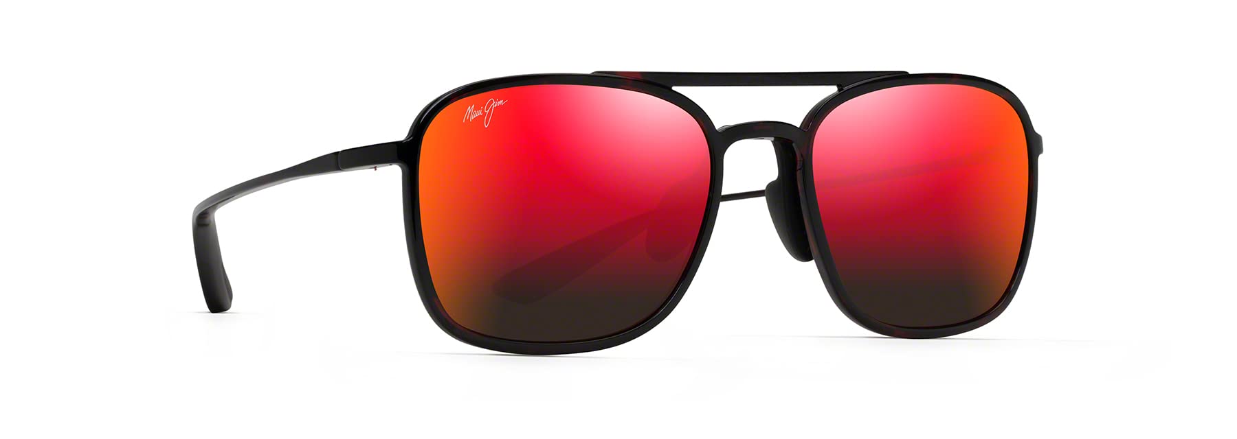 Maui Jim Men's and Women's Keokea Polarized Aviator Sunglasses, Red/Black Tortoise/Hawaii Lava ™, Medium