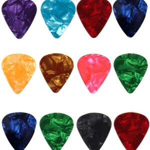 LYNNELEE Guitar Picks Multi Color Includes Thin, Medium, Heavy Felt with Storage Box Case for Ukulele, Guitar, Bass (12picks)