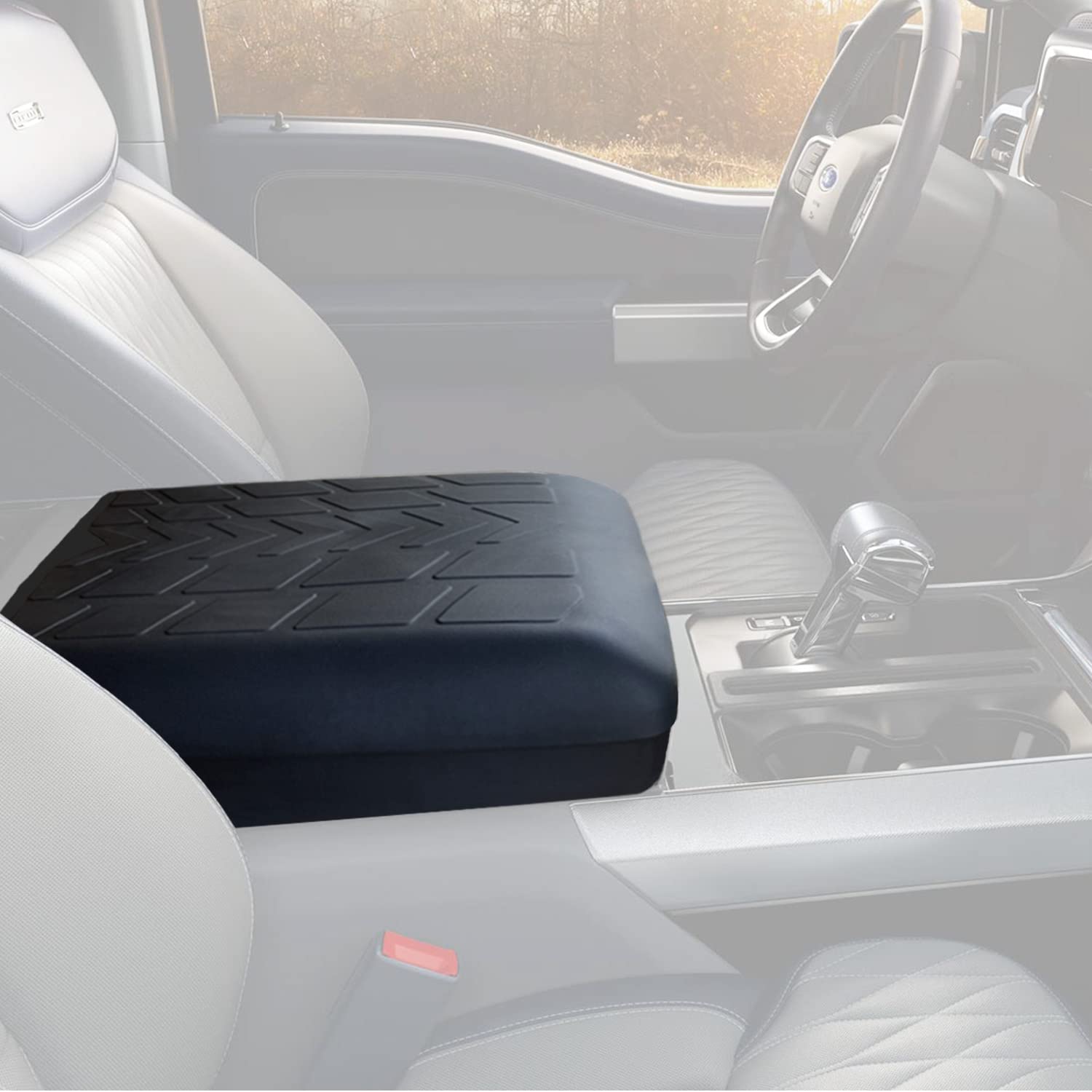 ANMOSVO for F150 Center Console Cover 2021 2022 2023 2024 - TPE & Waterproof Armrest Pad Center Console Armrest Cushion for Ford F150 2021 2022 2023 2024 Interior Acessories