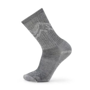 smartwool men's hike classic edition light cushion mountain pattern crew socks, black, x-large