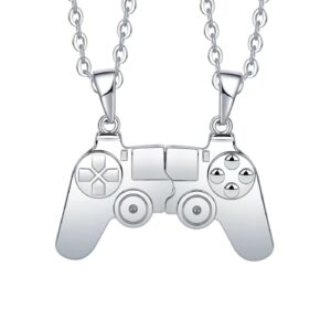 UNIQULAR Game Controller Necklaces, Matching Necklace for Couples or Best Friends, Best Friend Necklace, Friendship Necklace (Silver)